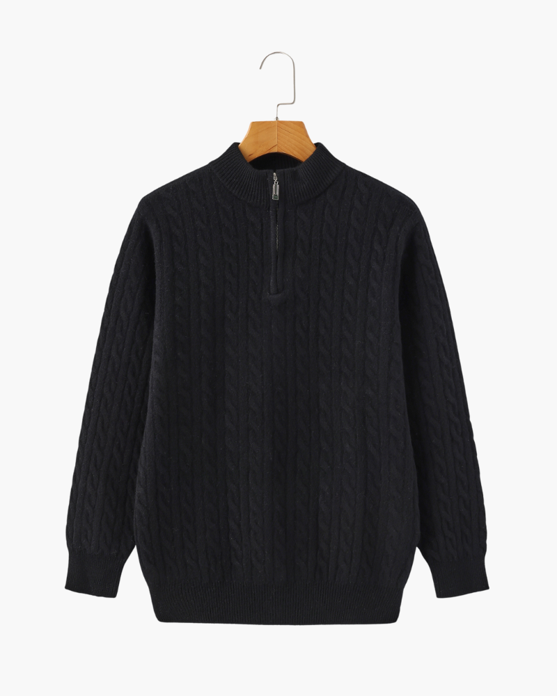 Pull Demi-Zip Tissé 100% Cachemire