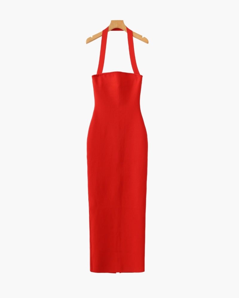 Robe Maxi Slim Fit à Encolure Licou