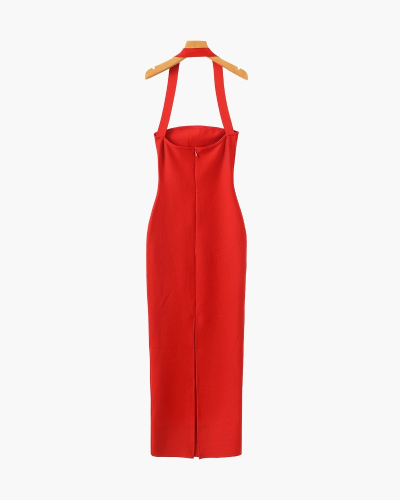 Robe Maxi Slim Fit à Encolure Licou