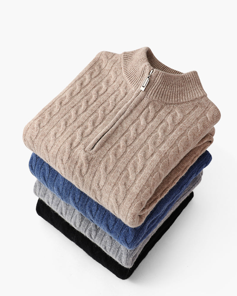 Pull Demi-Zip Tissé 100% Cachemire
