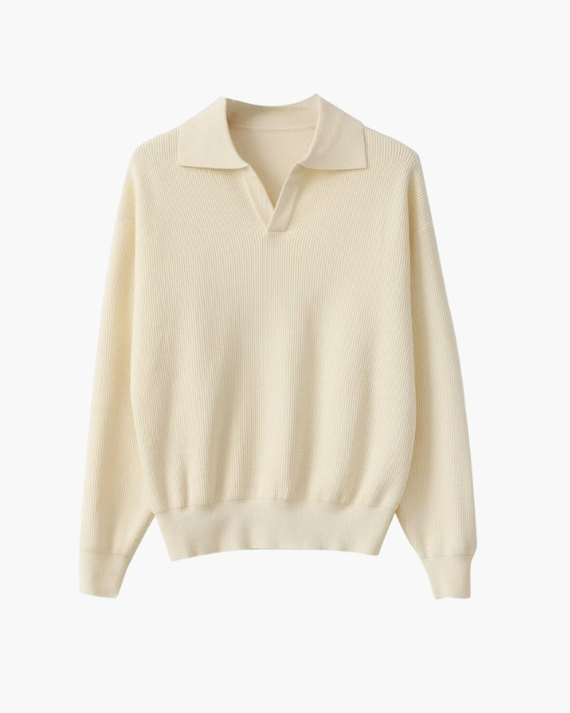 Pull Polo en Tricot Texturé