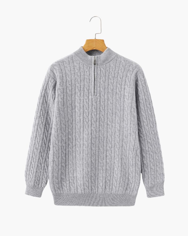 Pull Demi-Zip Tissé 100% Cachemire