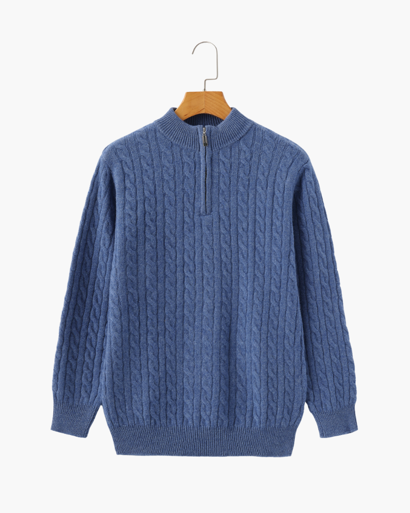 Pull Demi-Zip Tissé 100% Cachemire