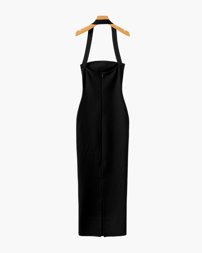 Robe Maxi Slim Fit à Encolure Licou