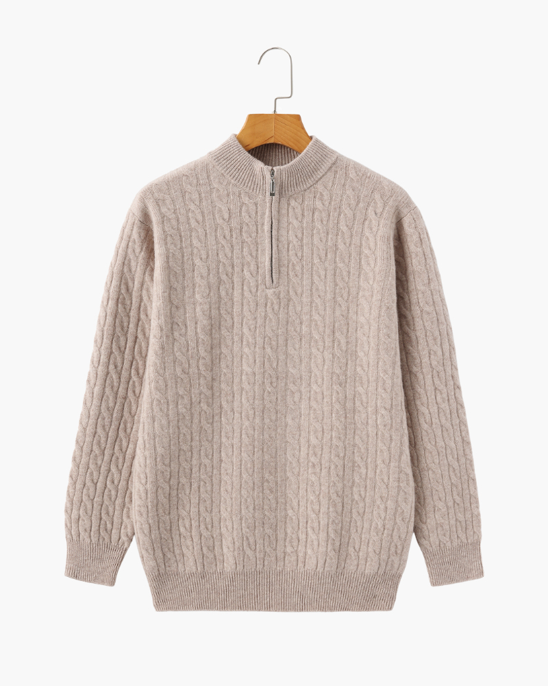 Pull Demi-Zip Tissé 100% Cachemire