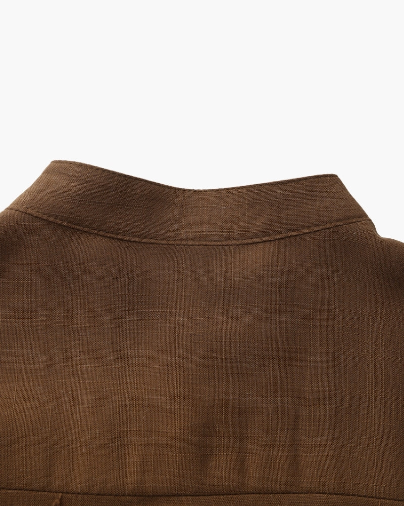 Chemise Homme Col Mao – Coupe Ample Coton Texturé