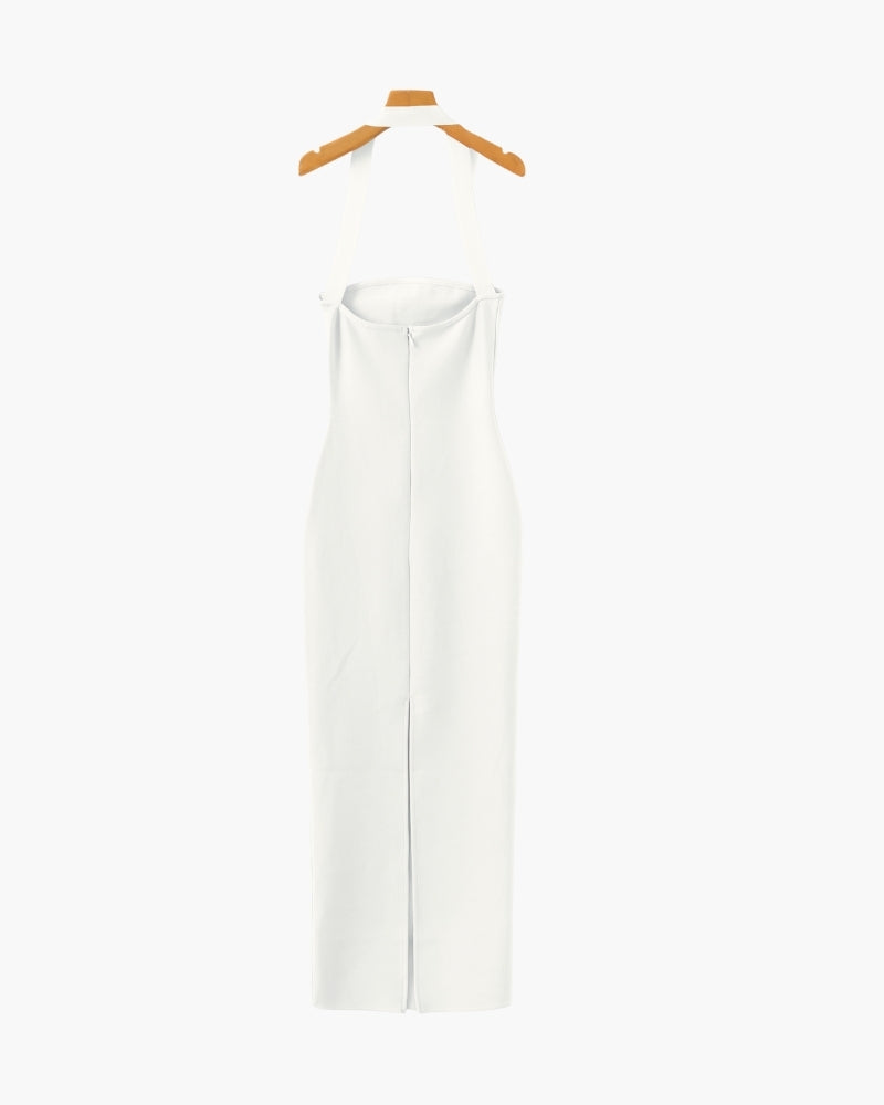 Robe Maxi Slim Fit à Encolure Licou