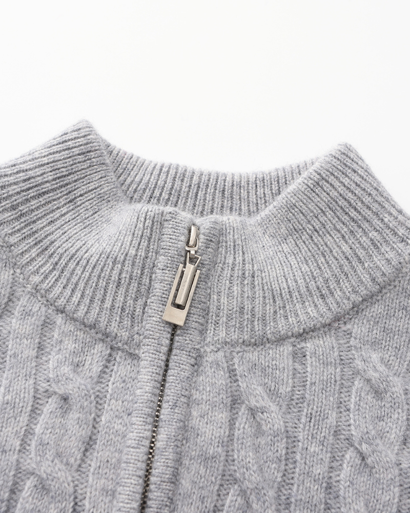 Pull Demi-Zip Tissé 100% Cachemire