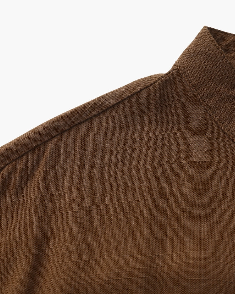 Chemise Homme Col Mao – Coupe Ample Coton Texturé