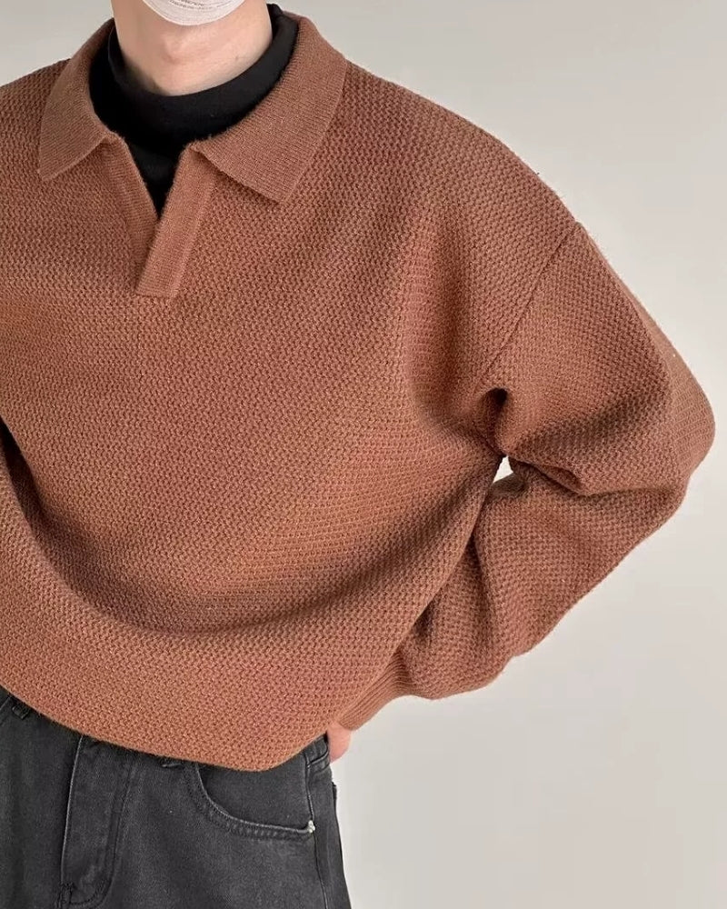 Pull Polo en Tricot Texturé