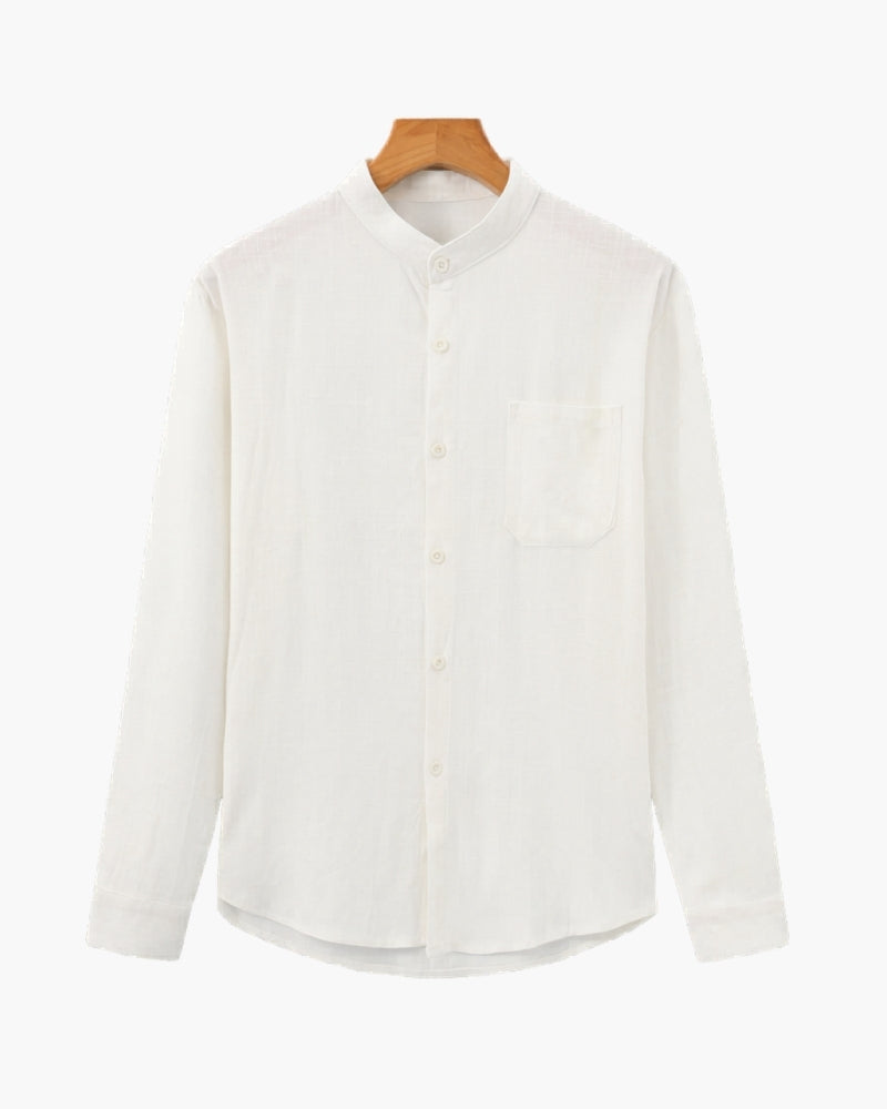 Chemise Homme Col Mao – Coupe Ample Coton Texturé