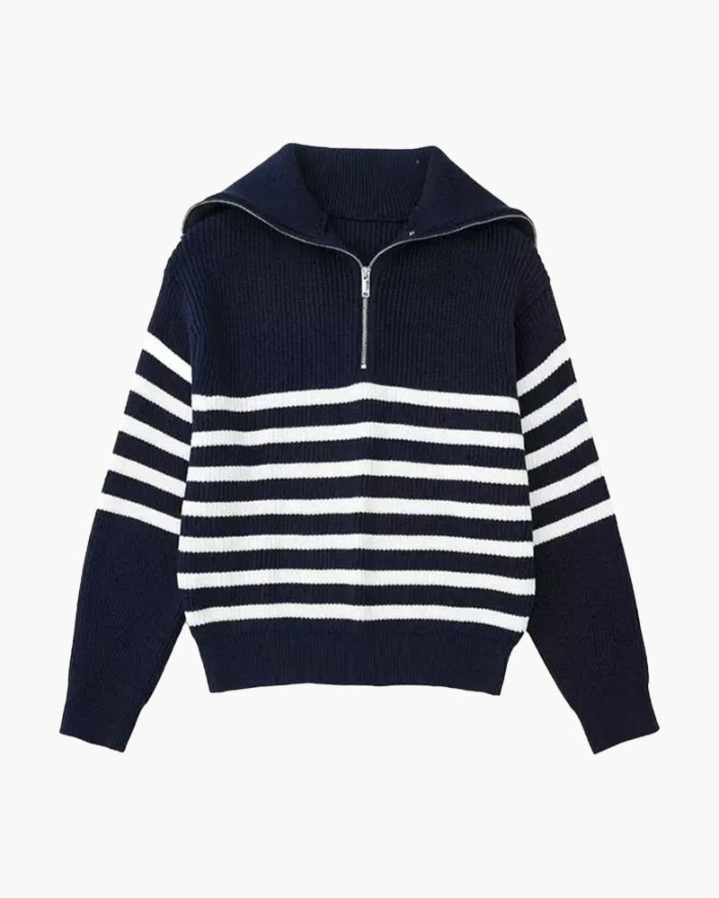 Pull Zippé Rayé