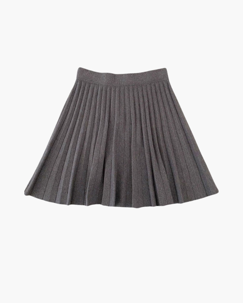 Mini Jupe en Laine Plissée Oxford