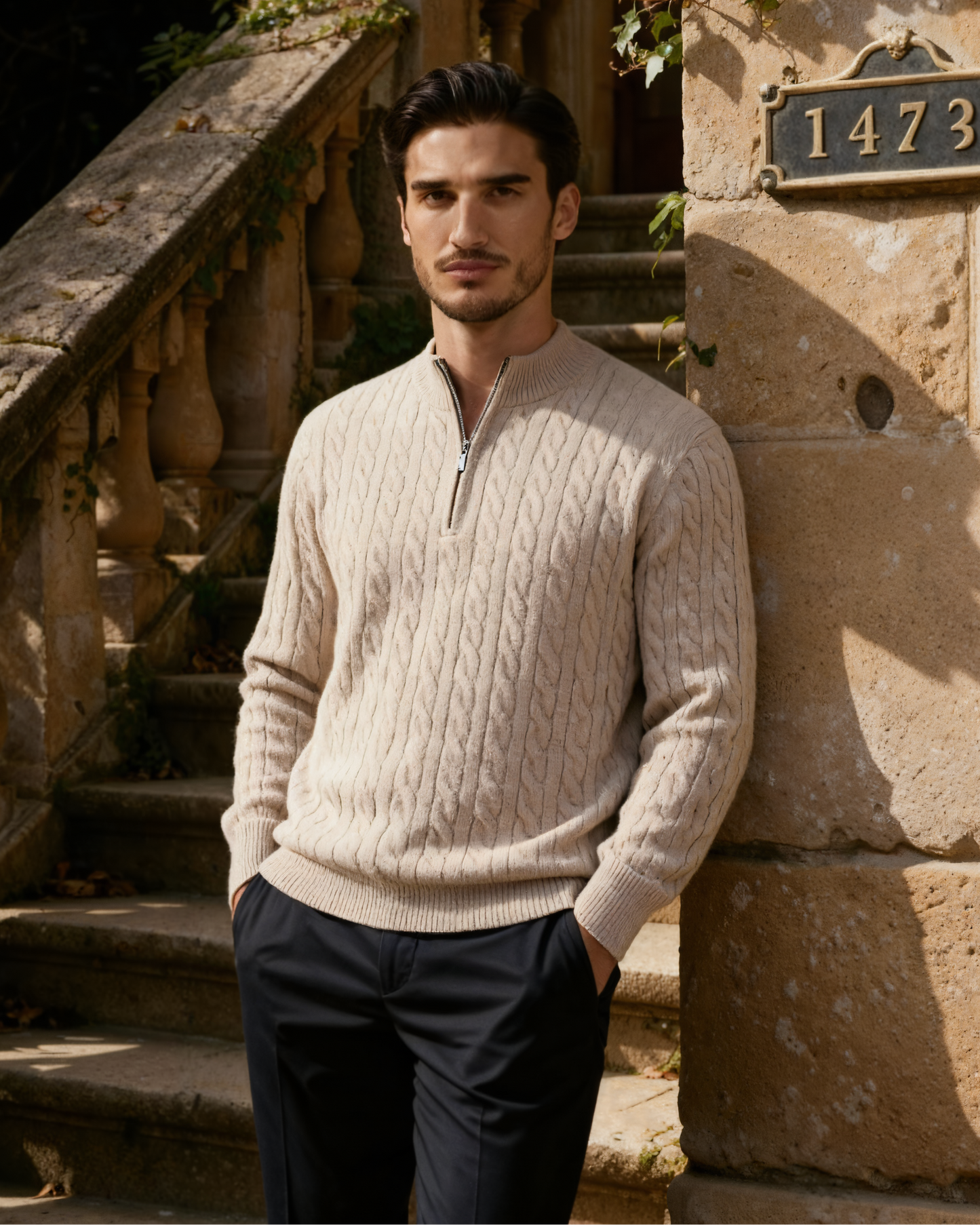 Pull Demi-Zip Tissé 100% Cachemire