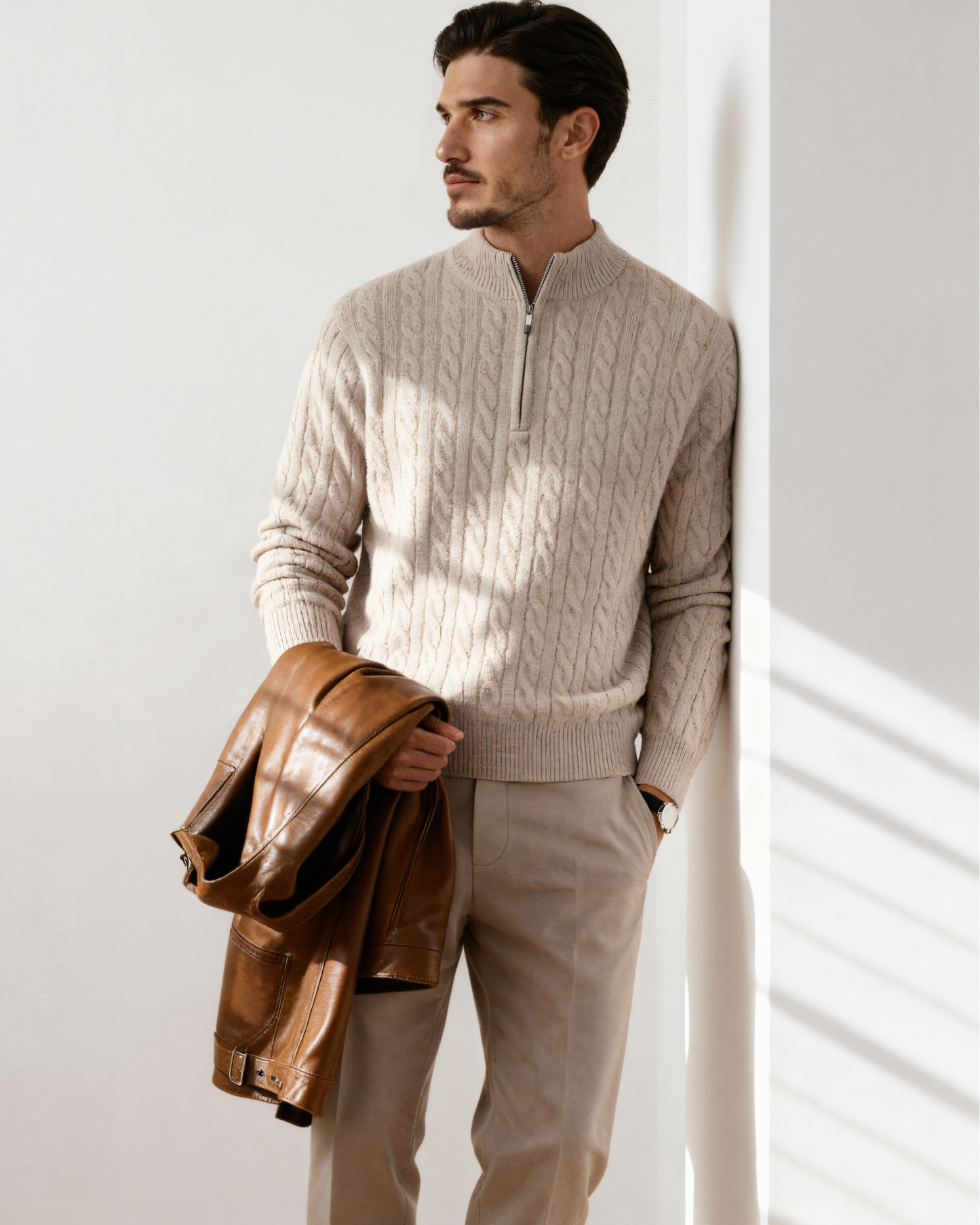 Pull Demi-Zip Tissé 100% Cachemire