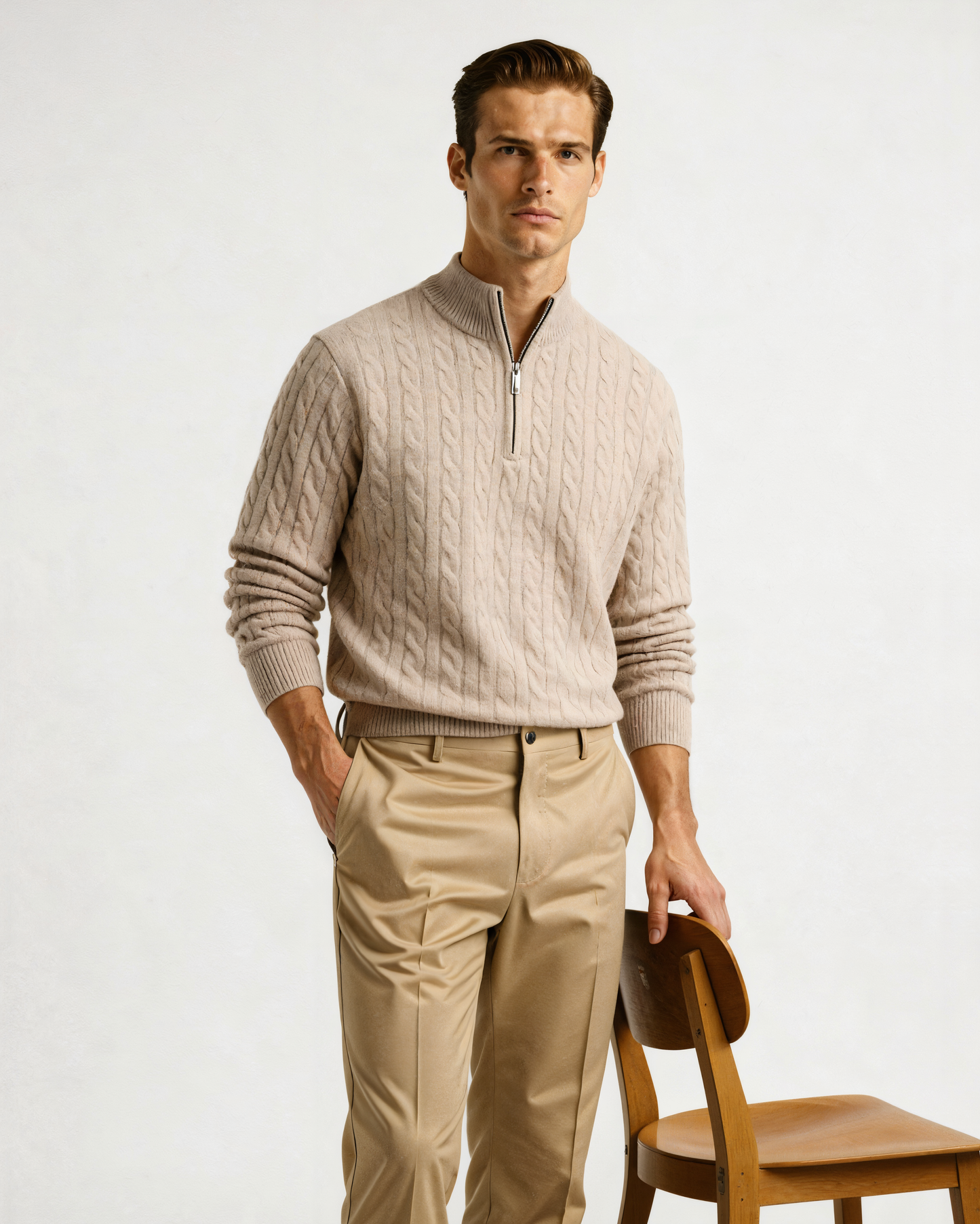 Pull Demi-Zip Tissé 100% Cachemire