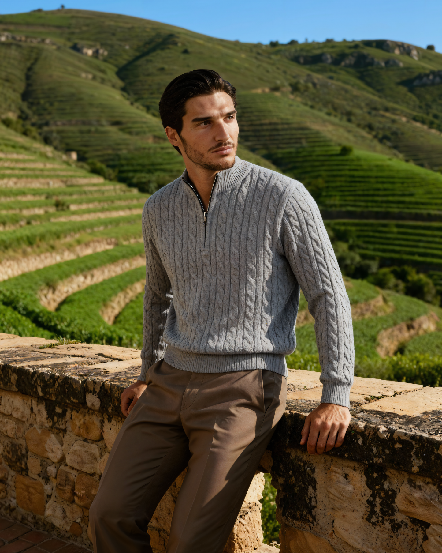 Pull Demi-Zip Tissé 100% Cachemire