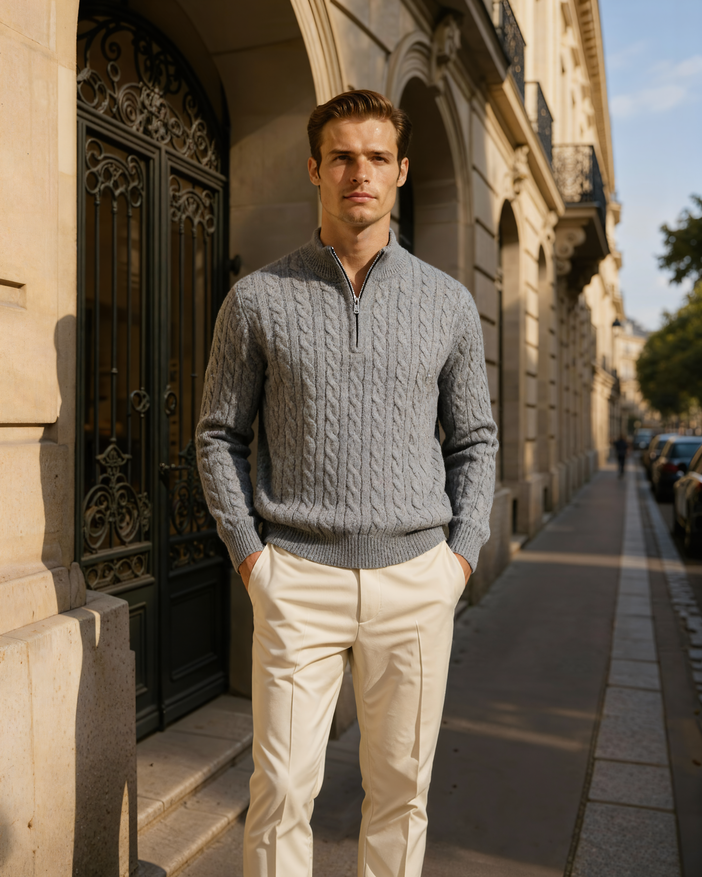 Pull Demi-Zip Tissé 100% Cachemire